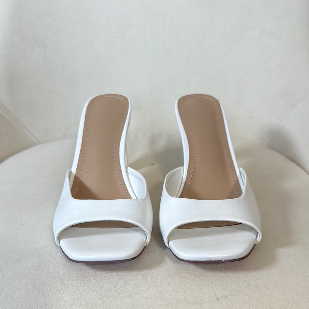 JustFab White Open-Toe Slide Heels